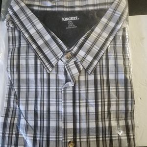 King size 6xl Button up Dress Shirt Striped black ,white and gray